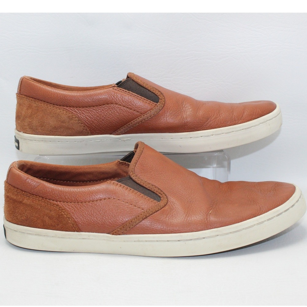 Cole Haan Grand.OS Mens 10M Tan Pebbled Leather Suede Slip On Sneakers C27537